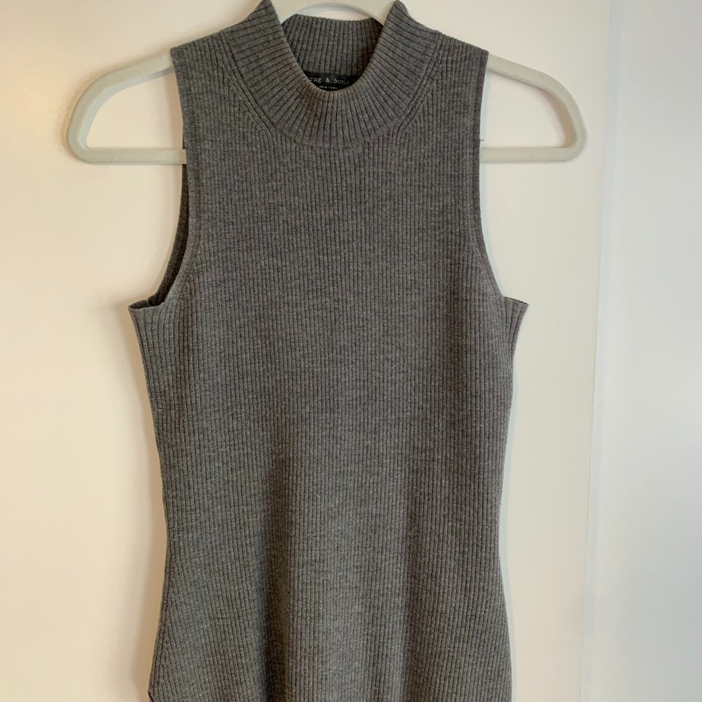 Rag and Bone Sleeveless Gray Knit Top
